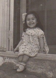 Anna, 2 years old, in Yerevan, Armenia in 1962 wearing girls dress shoes made by my Dad Lermont Moukoian